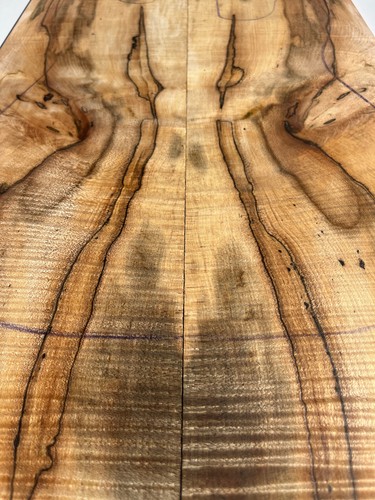 CURLY SPALTED SYCAMORE MAPLE bookmatched guitar drop top 630 x 360 x 8mm JM14 - Picture 2 of 4