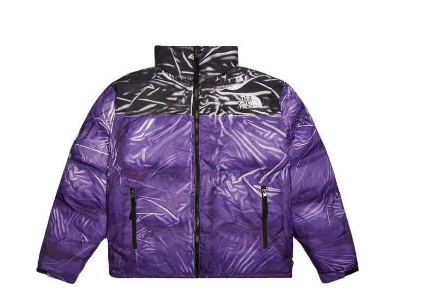 Veste Nuptse imprimée trompe lœil Supreme The North Face violet