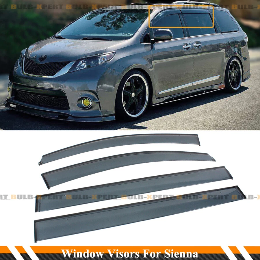 JDM PREMIUM VISERA DE VENTANA DE HUMO DE BAJO PERFIL CON CLIPS PARA TOYOTA SIENNA 2011-2020 Foto 2 de 4