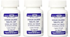 SODIUM CHLORIDE Tablets 1 GM 100 Per Bottle Salt : 3 packs