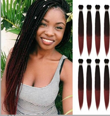 Feshfen 22  8-pack crochet in hair 1b/900# Ombre Braid extensions Pre-stretched