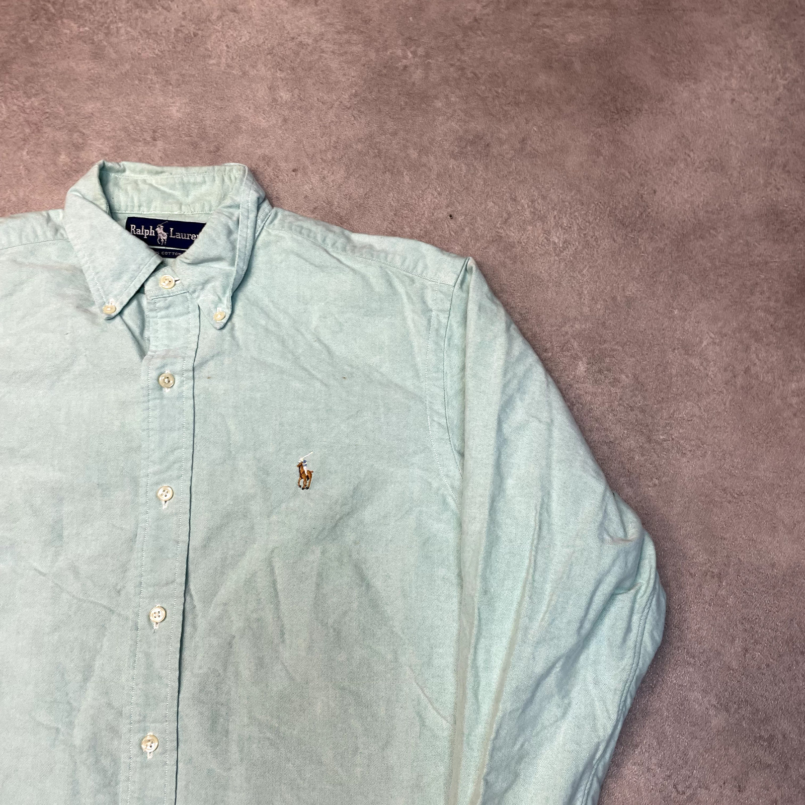 Ralph Lauren Shirt Mens Small Pony 100% Cotton Button Up Top, Blue Large image 2