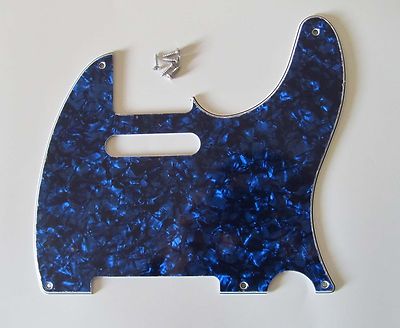 Vintage 5 Loch Tele Style Gitarre Plektrum-Schutz Blue Pearl passt Telecaster 3-lagig