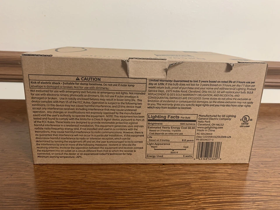 GE Daylight 24 Bulbs LED B10C Candelabra Base 60W EQ 5W Decorative Candle Light - Image 2 of 4