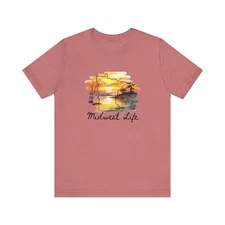 Midwest Life Sunset Tee, Relaxed Style T-Shirt, Gifts for MN nature, MN Summer