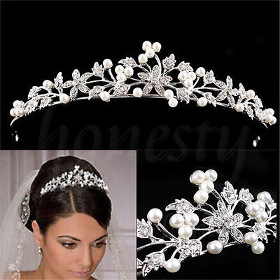 Crystal Rhinestone Wedding Bridal Diamante Tiara Headband Hair Band Clasp UK 