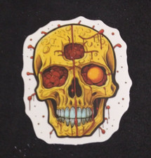 Creepy Cool Yellow Skull Sticker 2 1/8" x 1.75"
