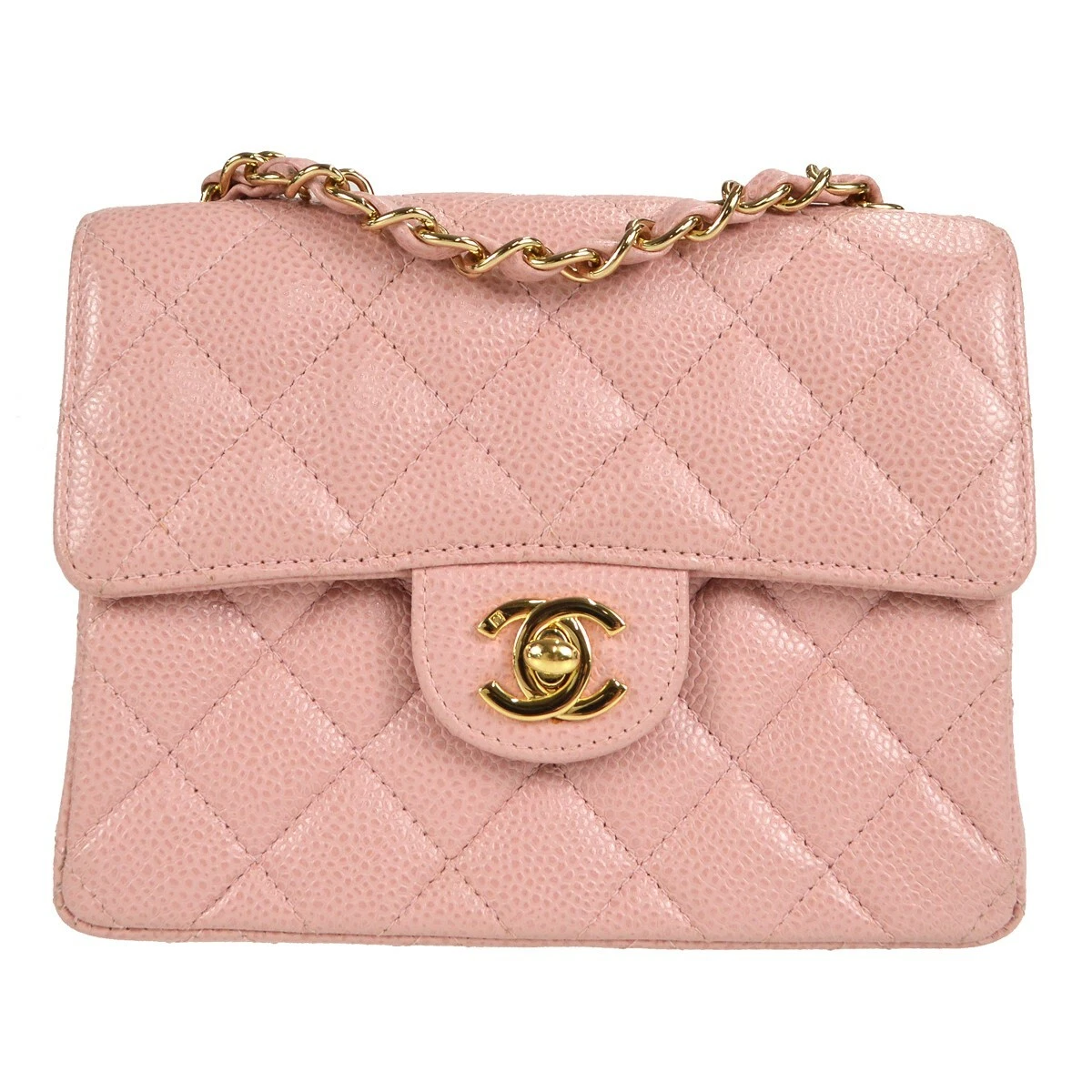 Chanel Pink Caviar Skin Mini Classic Square Flap Bag 17 73586