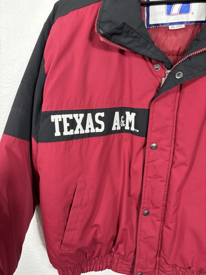 Abrigo de colección LOGO 7 Texas A&M ATM talla XL rojo mezcla de poliéster bombardero universitario Foto 4 de 4