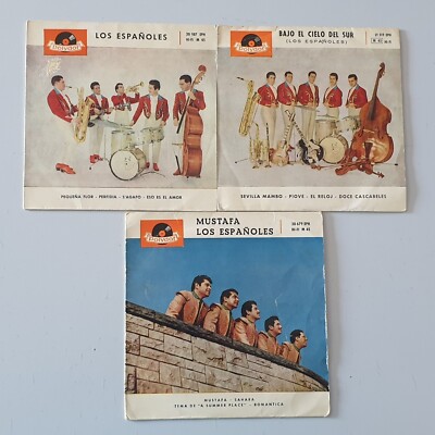 LOT 3 EPs LOS ESPAÑOLES Pequeña Flor/Sevilla Mambo/Mustafa Spain Polydor 1959/60