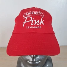 SMIRNOFF PINK LEMONADE ADJUSTABLE STRAPBACK BASEBALL HAT/CAP, RED, VODKA