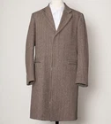 BENETTON Coat Light Brown Herringbone Wool Blend Men's EU50 US40