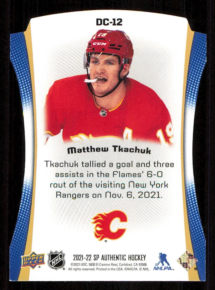 2021-22 SP Authentic Die Cuts Blue #DC12 Matthew Tkachuk - Image 2 of 2