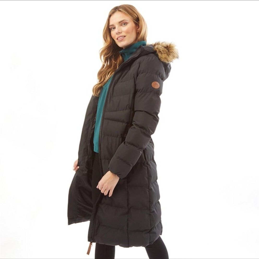 Trespass Womens Audrey Waterproof Padded Hooded Long Jacket Black UK Medium image 4