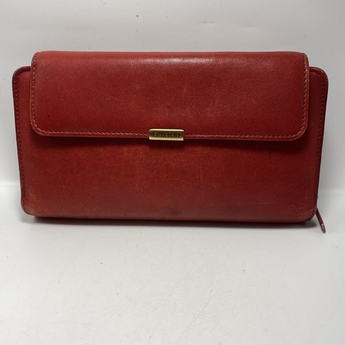 BUXTON Burgandy Cowhide Leather Wallet Checkbook Multi Pocket BB16