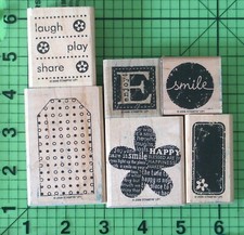 Stampin' Up Be Happy Wood Mounted Rubber Stamp Set 2006