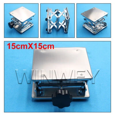 6'' Hi-Q Stainless Steel Lab Stand Table Scissor Lift laboratory Jiffy Jack