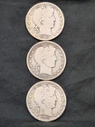 1911-S 1912-P 1913-D 50c Barber Silver Half Dollars (3) Coin Lot #1898