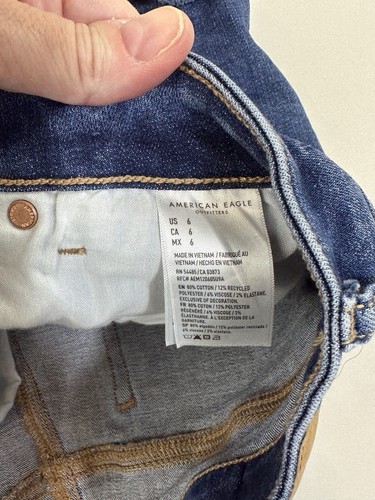 American Eagle Jean Shorts Womens 6 Super Stretch Shortie Denim Distressed - Picture 4 of 6
