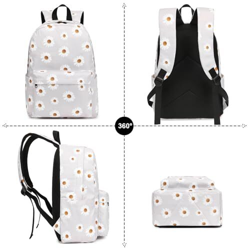 Daisy Backpack for Girls Women, Teens School Bags Bookbags Ladies Daisy Grey - Bild 5 von 5