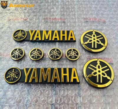 8x Gold Set 3D Fork+Letter Badge Emblem For R1 R3 R6 Motorcycle Tank Fairing