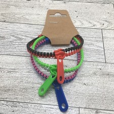 3 PC Fashion Bracelets Zipper Plastic 7.5" Assorted Colors New Free Ship 3204