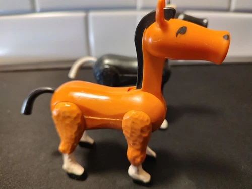 Vintage Fisher Price Farm Little People Horses White And Black and Brown Figures