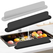 Universal Silicone Sink Splash Guard w/ Strong Suction Cups for Kitchen Bathroom