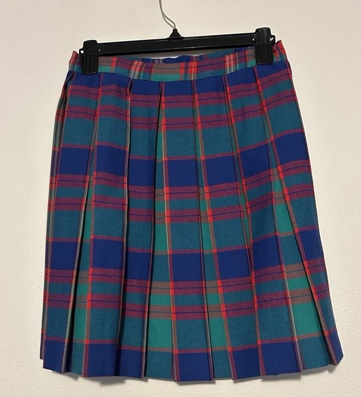 St Michaels Skirt Size 8 Girl's Plaid Blue Green Rare