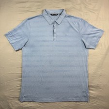 Travis Mathew Mens Blue Striped Short Sleeve Golf Polo Shirt Sz XL Performance
