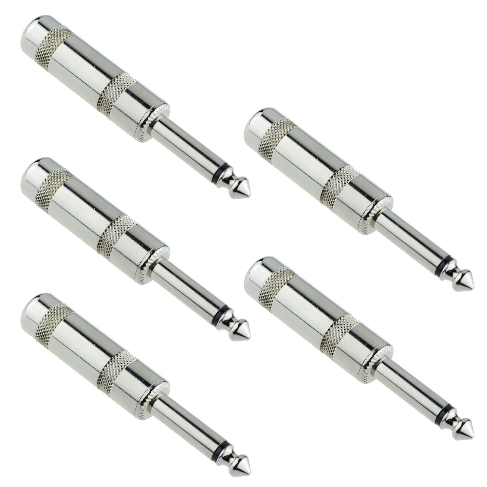 5 x 6.35mm Mono Jack Metal Plug 2-Pole Audio Connector