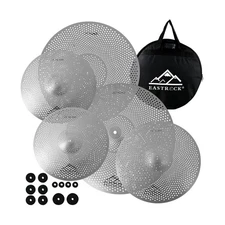 EASTROCK Low Volume Cymbal Pack - 5 Piece Set, 14" Hi-Hat + 16" & 1... Fast Ship