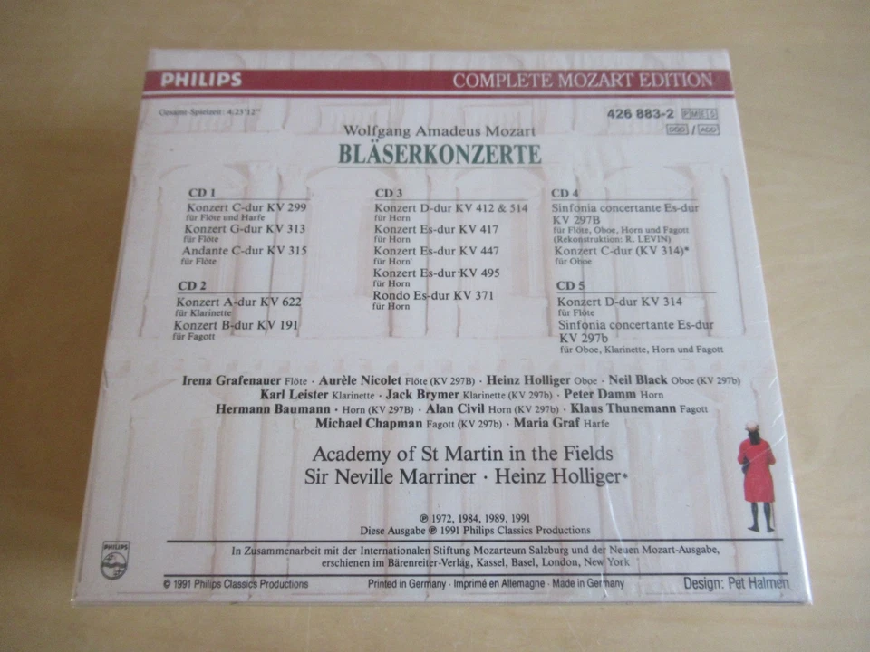 Edition Mozart-Bläserkonzerte-Holliger-Marriner-sealed Philips 5er CD Box-Vol.9 - Bild 2 von 4