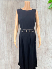 VINTAGE LIZ CLAIBORNE -- Black Sleeveless Maxi Dress, Side Buttons