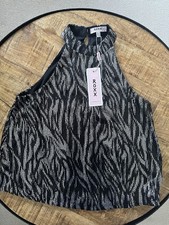 Roxx London Ladies Halter Sequin Black  Party Date Top Size 10-new With Tags
