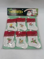 Santa s Best Vintage Mini Christmas Stockings Felt 6" Red White Santa NEW 6 Pack