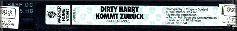 (FSK 18) VHS Videokassette - Dirty Harry kommt zurück - Clint Eastwood - uncut - Bild 3 von 3