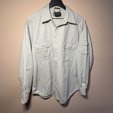 Eddie Bauer Legend Elkhorn Shirt Mens L Beige Cotton Utility Button Up Pockets