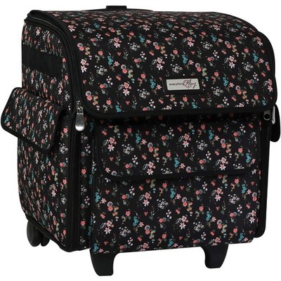 Everything Mary Rolling Serger Machine Tote   Black Floral Carrying Case 