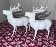 Set of 2 1950's Irwin 3 Plastic Christmas Reindeer Red Eyes