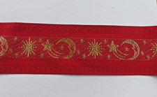 Weihnachts - Tischband 9,5cm breit - rot bestickt - VE 1,50m (Meterware)