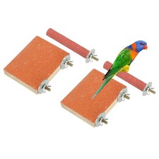 Bird Perch Stand, Wooden Parrot Perch Toy, Paw 3.94 x 3.15 Orange, 2 Pcs 