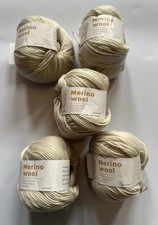 5 x 50g Balls Of Merino Wool - Beige - New