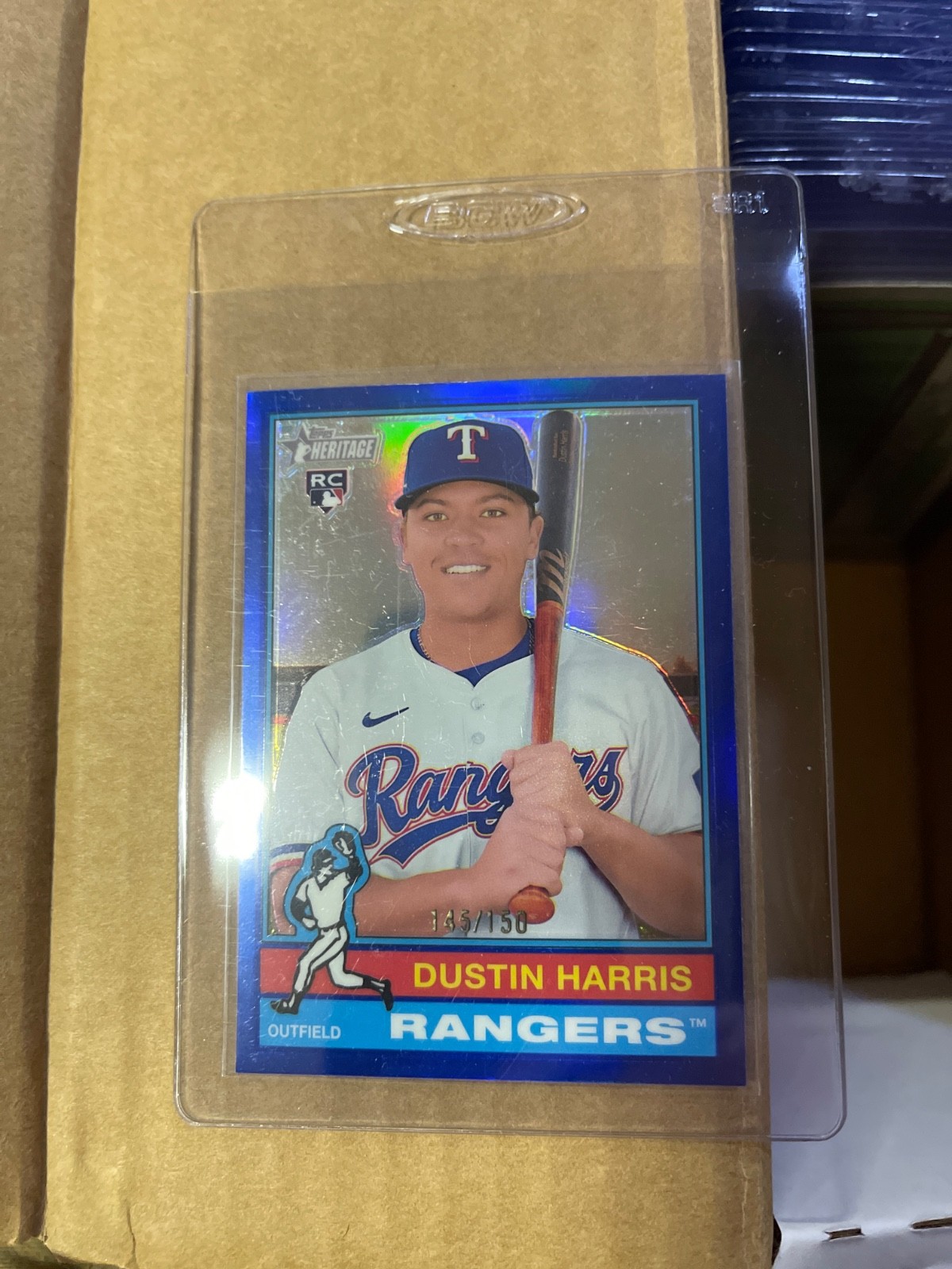 2025 Topps Heritage Chrome Blue Border /150 Dustin Harris #114 Rookie RC