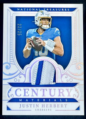 2025 National Treasures Justin Herbert /25 Century Materials Silver Holo SSP