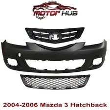 Front Bumper Cover Primed Grille Assembly For 2004-2006 Mazda 3 Hatchback