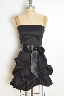 jessica mcclintock short black dress Vtg Jessica McClintock Black Cocktail Dress 4 XS Bow & Buckle Detail Fit &  Flare