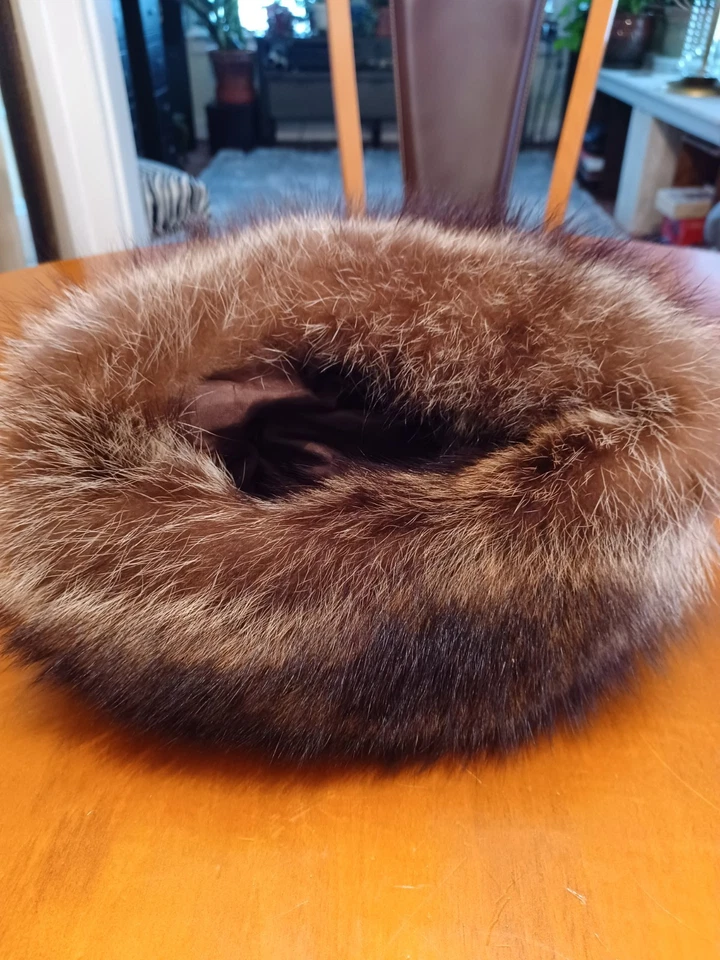 Chapéu de pele feminino genuíno vintage com forro costurado durável muito quente - Imagem 3 de 4