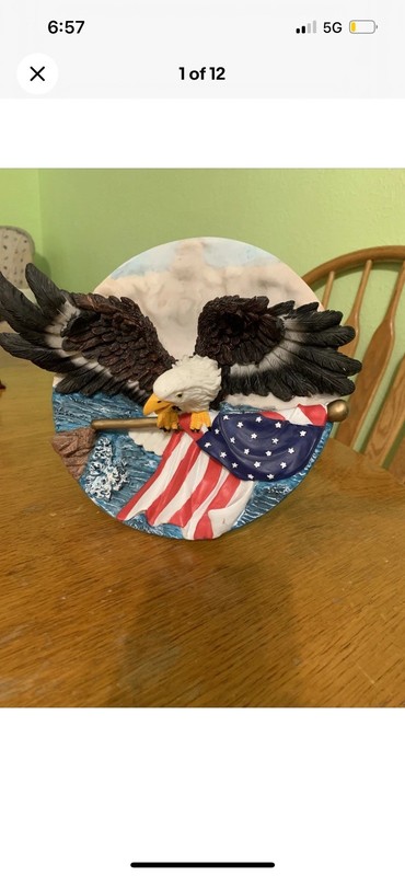 Suanti Galleries Eagle Clutching An American Flag 3D Collector StandUp Plate 8"
