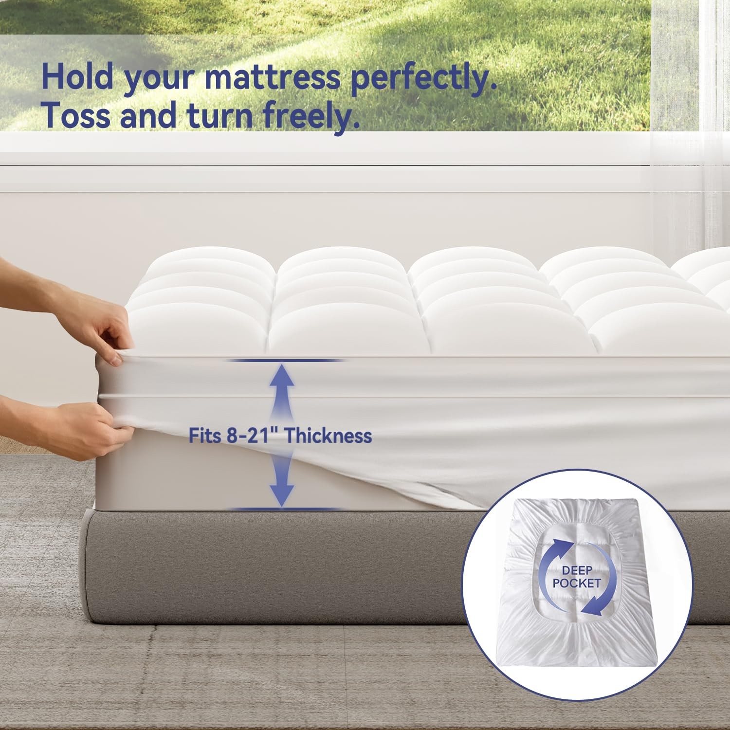 ELEMUSE King Mattress Topper for Back Pain, Extra Thick Mattress Pad Cover, P...